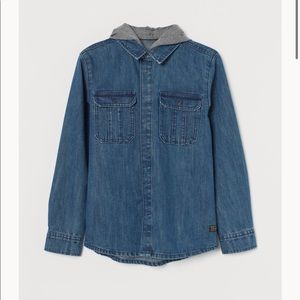 Denim Hooded Shirt With removable hood